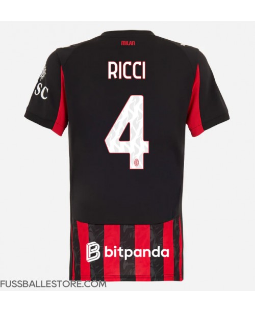 Günstige AC Milan Samuele Ricci #4 Heimtrikot Damen 2025-26 Kurzarm Günstige AC Milan Samuele Ricci #4 Heimtrikot Damen 2025-26 Kurzarm